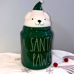 DOG - SANTA PAWS - Rae Dunn - Dog Puppy Canister Treat Jar Holidays Evergreen
